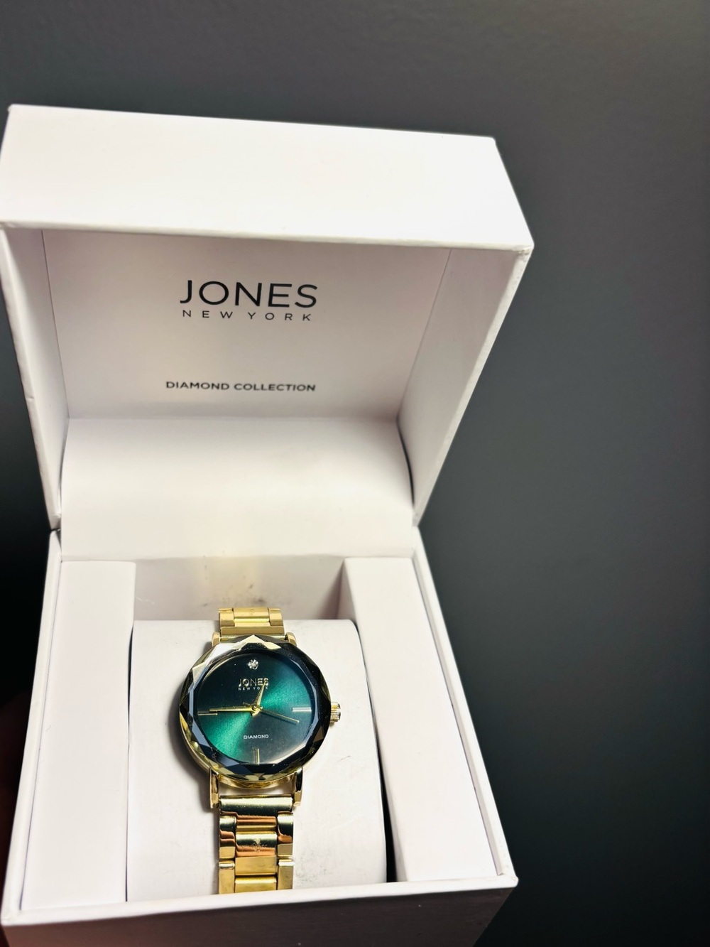 Jones New York Gold Watch with Teal Gradient Dial